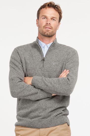 Barbour jumper mens Grey hot sale