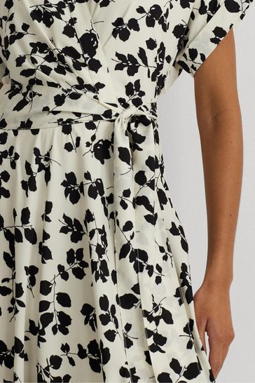 Buy Lauren Ralph Lauren Cream 100 Cotton Fratillo Leaf Print Belted Crepe Dress from Next Ireland