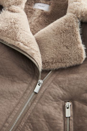 Leather biker jacket best sale fur