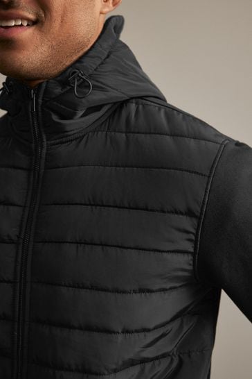 Buy Black Quilted Hybrid Zip Through Jacket from Next Ireland