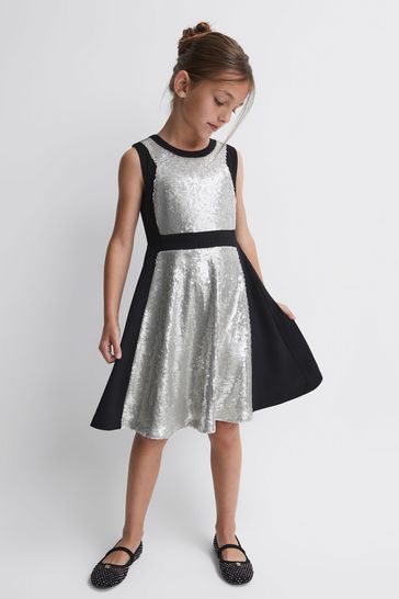 Buy Reiss Black Libra Junior Relaxed Fit Sequin Dress from Next France