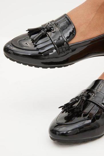 Buy Black Patent Forever Comfort Cleated Tassel Loafers from Next