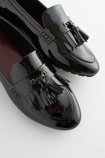 Buy Black Patent Forever Comfort Cleated Tassel Loafers from Next