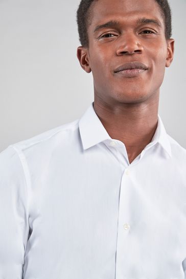 Mens white deals slim fit shirt