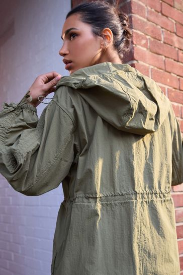 Khaki green rain jacket top