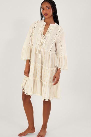 Metallic top tassel dress