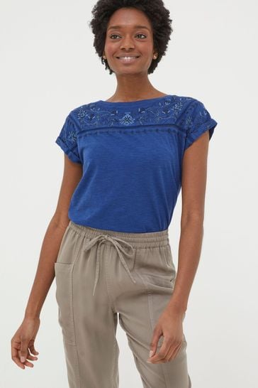 FatFace Blue Embroidered T-Shirt
