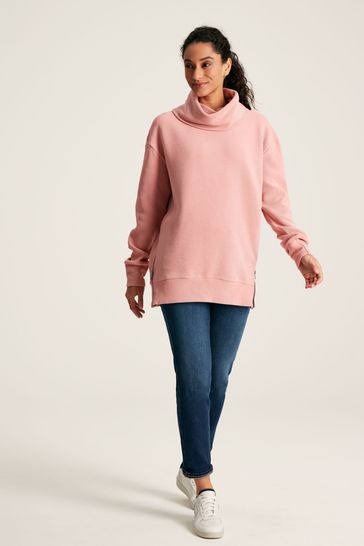 Pink funnel neck sweatshirt top