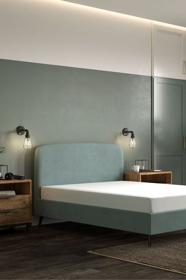Teal tufted bed sale