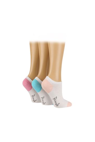 Pringle White Pop Colour Heel & Toe Super Low Cut Trainer Socks