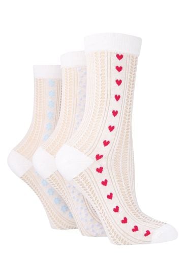 Paquete de 3 calcetines tobilleros cortos blancos de fantasía de Wild Feet