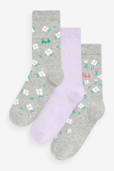 Pringle Grey Floral Fashion Socks