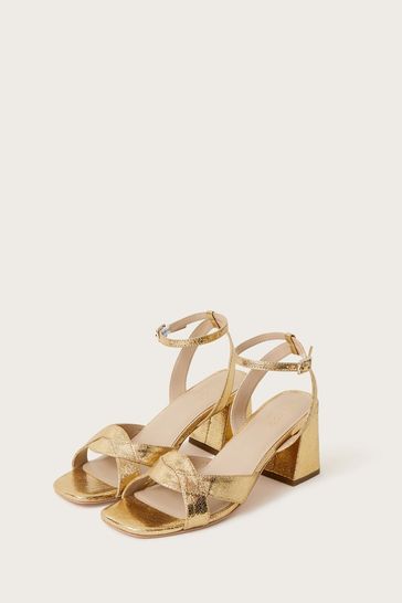 Metallic mid new arrivals heel sandals