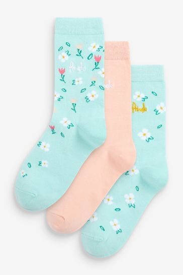 Pringle Blue Floral Fashion Socks