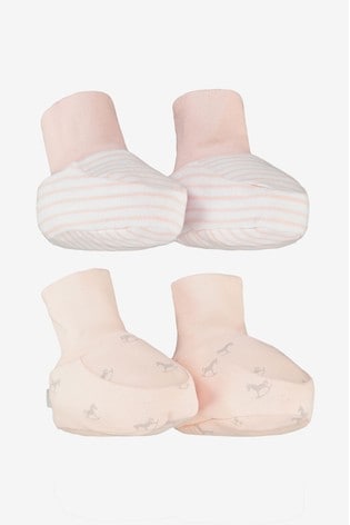 The Little Tailor Pink Rocking Horse Jersey Booties