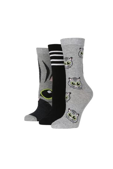 Wild Feet Grey Cat Crew Socks