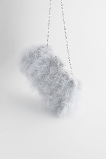 Buy Grey Feather Clutch Bag from Next Turkey