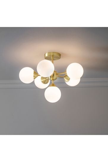 Gallery Home Brushed Gold Brampton 6 Bulb Pendant Ceiling Light