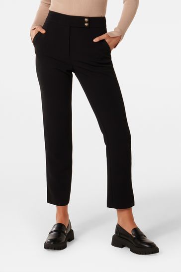 Forever New Black Kylie Button Cigarette Black Trousers