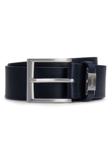 BOSS Navy Connio Smooth Leather Belt