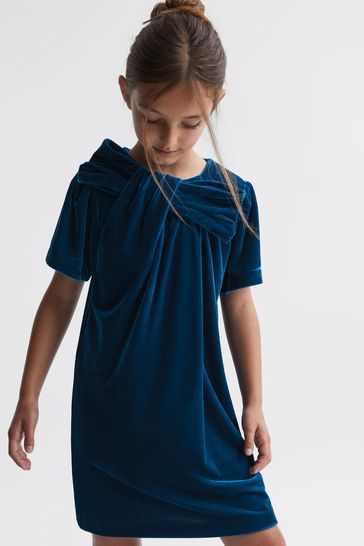 Buy Reiss Teal Frankie Senior Velvet Bow Dress from Next Canada