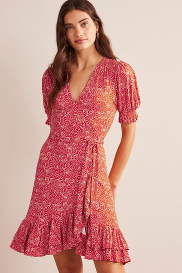 Boden red wrap dress shop