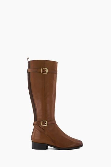 Dune London Natural Regular Fit Tepi Branded Trim Knee High Boots