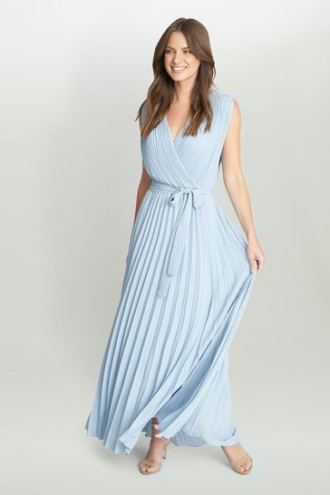 Buy Gina Bacconi Blue Chelsey Maxi Dress With Pleat Skirt from