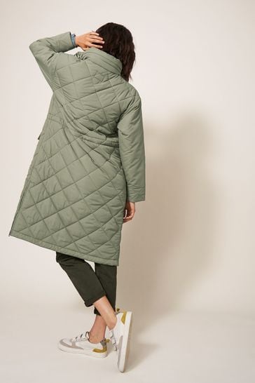 White Stuff Green Lorena Quilted Coat