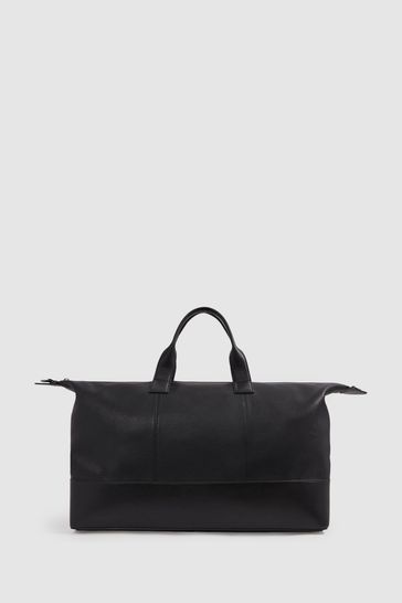 Reiss Black Carter Leather Holdall