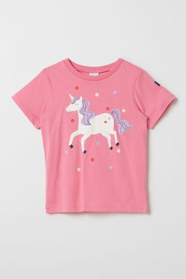 Polarn O Pyret Pink Organic Cotton Unicorn Print T-Shirt