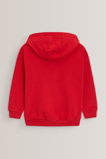 Buy Red Cotton Rich Zip Through Football Hoodie 3 16yrs from the