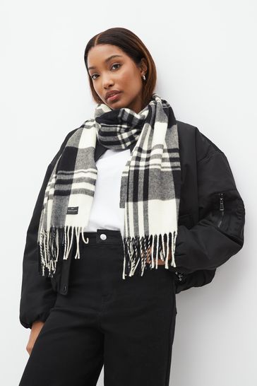 Monochrome Check Midweight Scarf