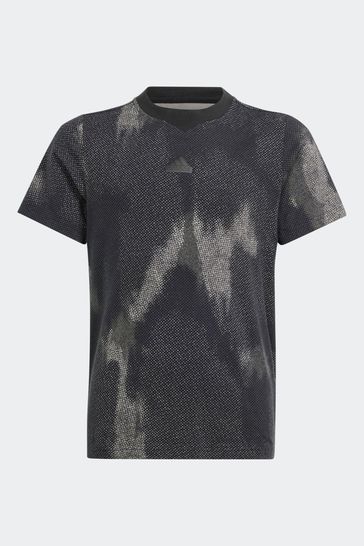 adidas Black Kids Sportswear Future Icons Allover Print T-Shirt