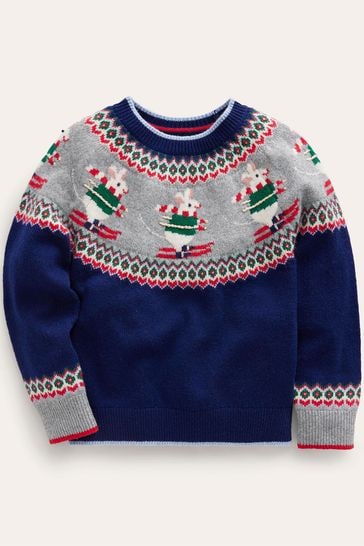 Buy Boden Blue Novelty Fairisle Pattern Christmas Jumper from Next