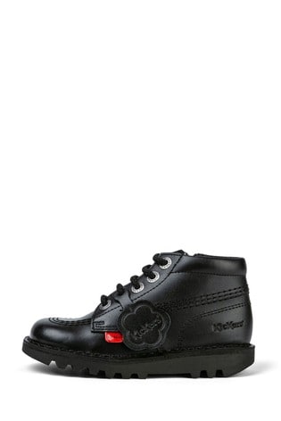 kickers black leather trainers