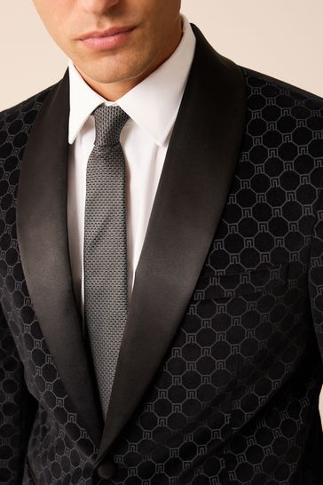 Black patterned shop suit jacket