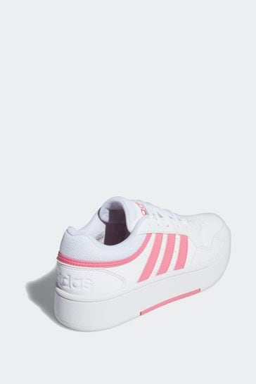 adidas White/Pink Originals Hoops 3.0 Bold Trainers