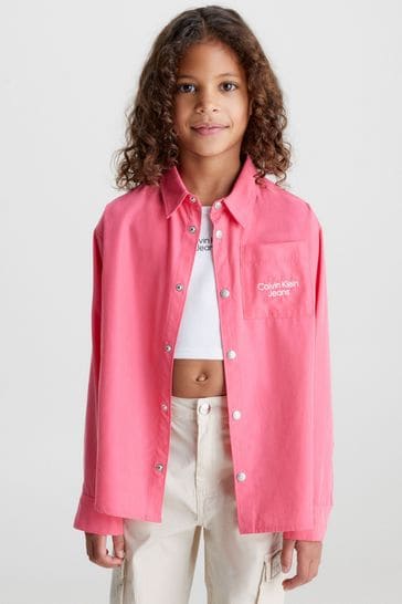 Buy Calvin Klein Jeans Girls Pink Monogram Logo Relaxed Overshirt
