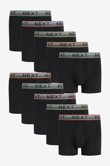 Black Marl Neon Waistband 10 pack A-Front Boxers