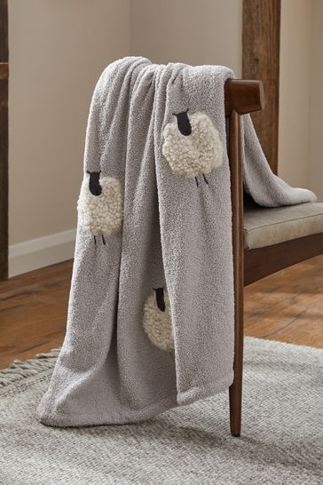 Buy Grey Knitted Sheep Applique Throw from Next Poland