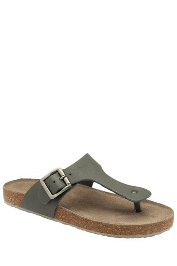 Ravel Grey Leather Toe-Post Sandals