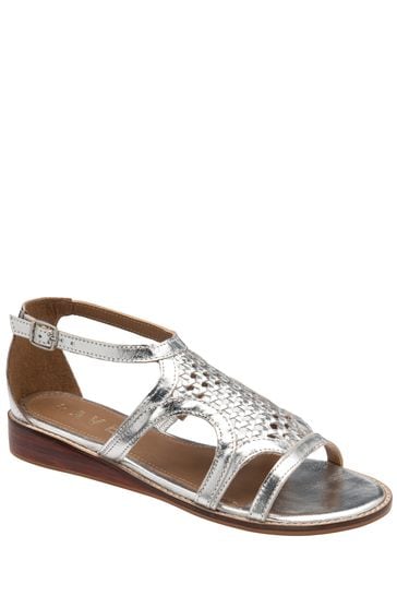 Ravel Silver Leather Wedge Sandals