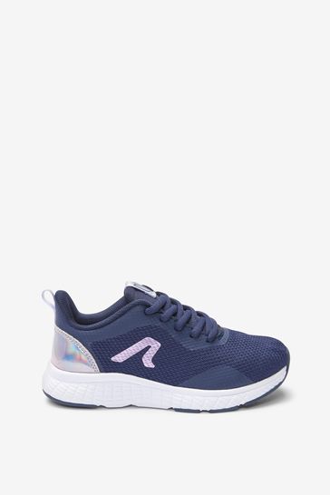 Navy Blue/Purple Lace-Up Mesh Trainers