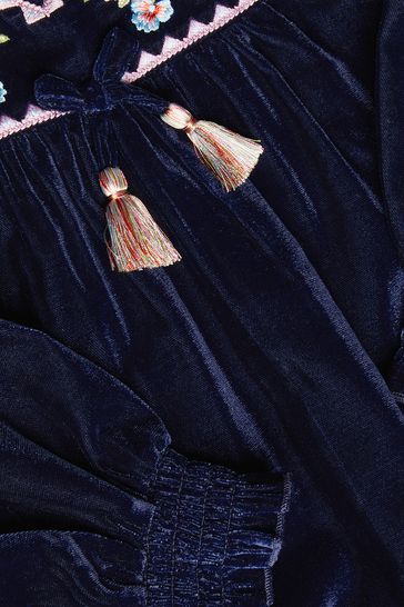 Buy Monsoon Blue Boutique Velvet Boho Dress from Next Luxembourg