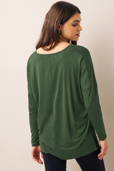 Khaki Green Long Sleeve Tunic Top