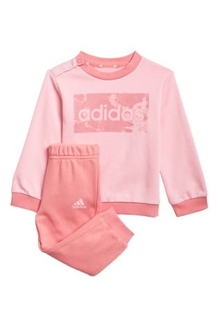 adidas Infant Linear Logo Crew And Joggers Tracksuit
