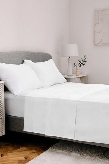 White Collection Luxe 400 Thread Count Flat 100% Egyptian Cotton Sateen Deep Fitted Sheet