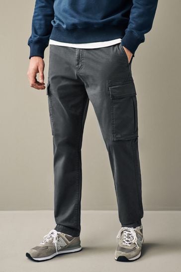 Charcoal Grey Regular Fit Cargo Trousers