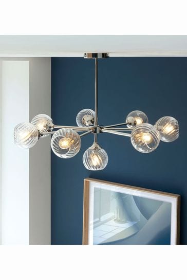 Gallery Home Silver Lexi Bright Nickel 8 Bulb Pendant Ceiling Light